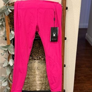 Spyder Bright Pink Ribbed Active Leggings